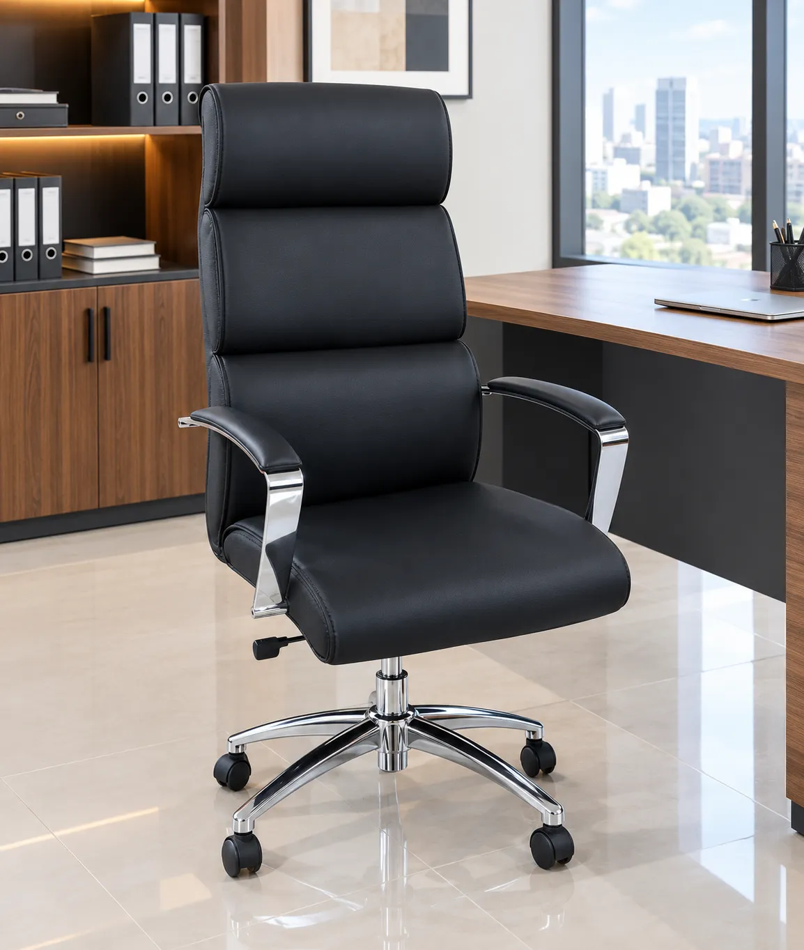 BLACK LEATHER CHAIR